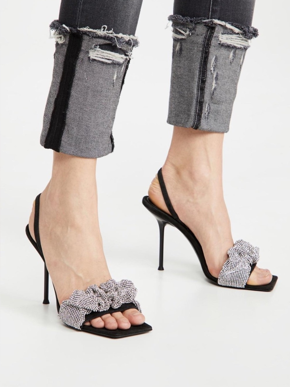 NEW ALEXANDER WANG Julie Crystal Scrunchie Sandals Evening Heels Size 8